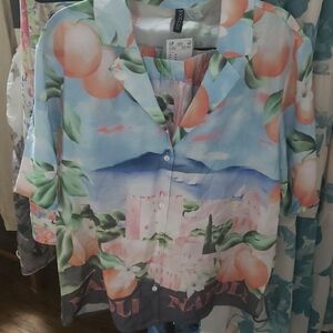 Casual Blue and Pink Women's Top And Short Set From ZARA